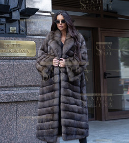 Шуба женская из баргузинский соболь длиной 120 см