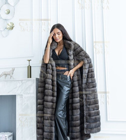 Шуба из манто из баргузинского соболя длиной 130 см