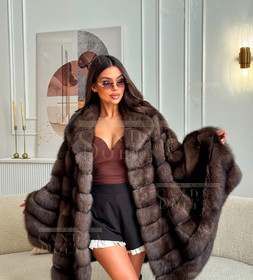 Шуба женская из баргузинский соболь длиной 90 см оверсайз