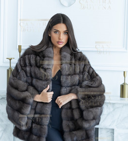 Шуба женская из баргузинский соболь длиной 75 см оверсайз