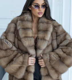 Шуба женская из натуральной куницы длиной 100 см