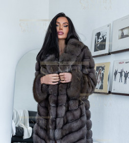 Шуба женская из баргузинский соболь длиной 90 см